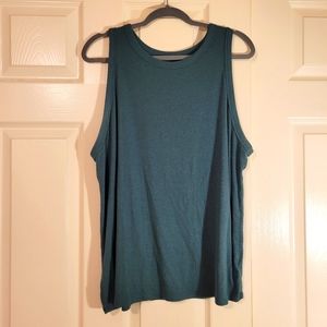 A New Day Rib Knit Teal Tank 3X
